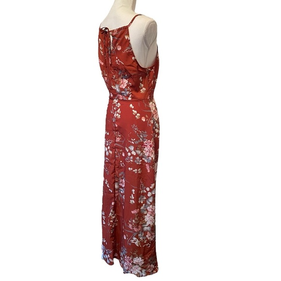 SHEIN Floral Thin Strap Orange Maxi Dress Women’s Small - Picture 5 of 14